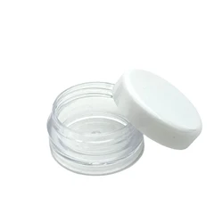 Versatile Set of 100 Transparent Cosmetic Sample Jars - Assorted Sizes - 5g (White Cap)