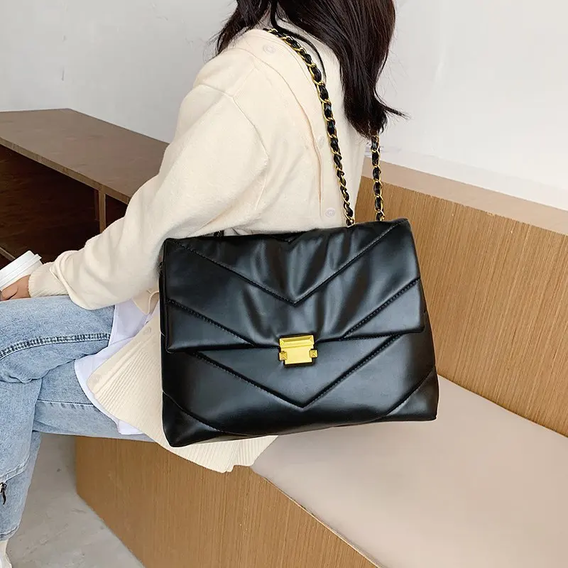 

PU Leather Women Shoulder Crossbody Bags 2021 Chain Vintage Handbags Ladies Casual Totes Female Purses