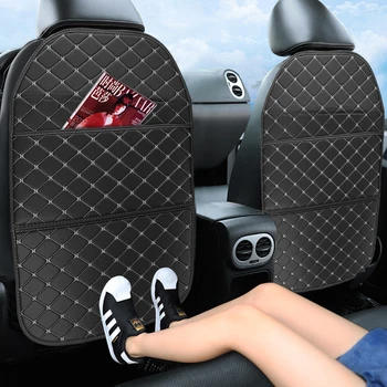

LEEPEE Car Seat Back Storage Bag Book Magazine Collection PU Leather Stowing Tidying Seat Back Anti-kick Pad