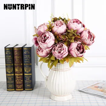 

1Bunch European Artificial Peony Decorative Party Silk fake Flowers Peonies For Home Hotel decor DIY Wedding Decoration
