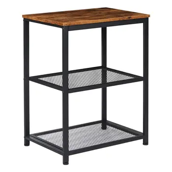

Industrial Rolling Serving Cart 3-Tier Kitchen Utility Cart on Wheels with Storage Shelf Microwave Cart for Kitchen