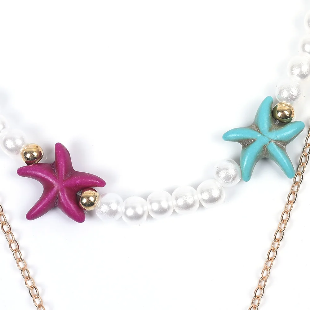 Boho Shell Star Двухслойное Ожерелье Длинная цепочка с ракушкой жемчужное колье Famale летние пляжные морские украшения