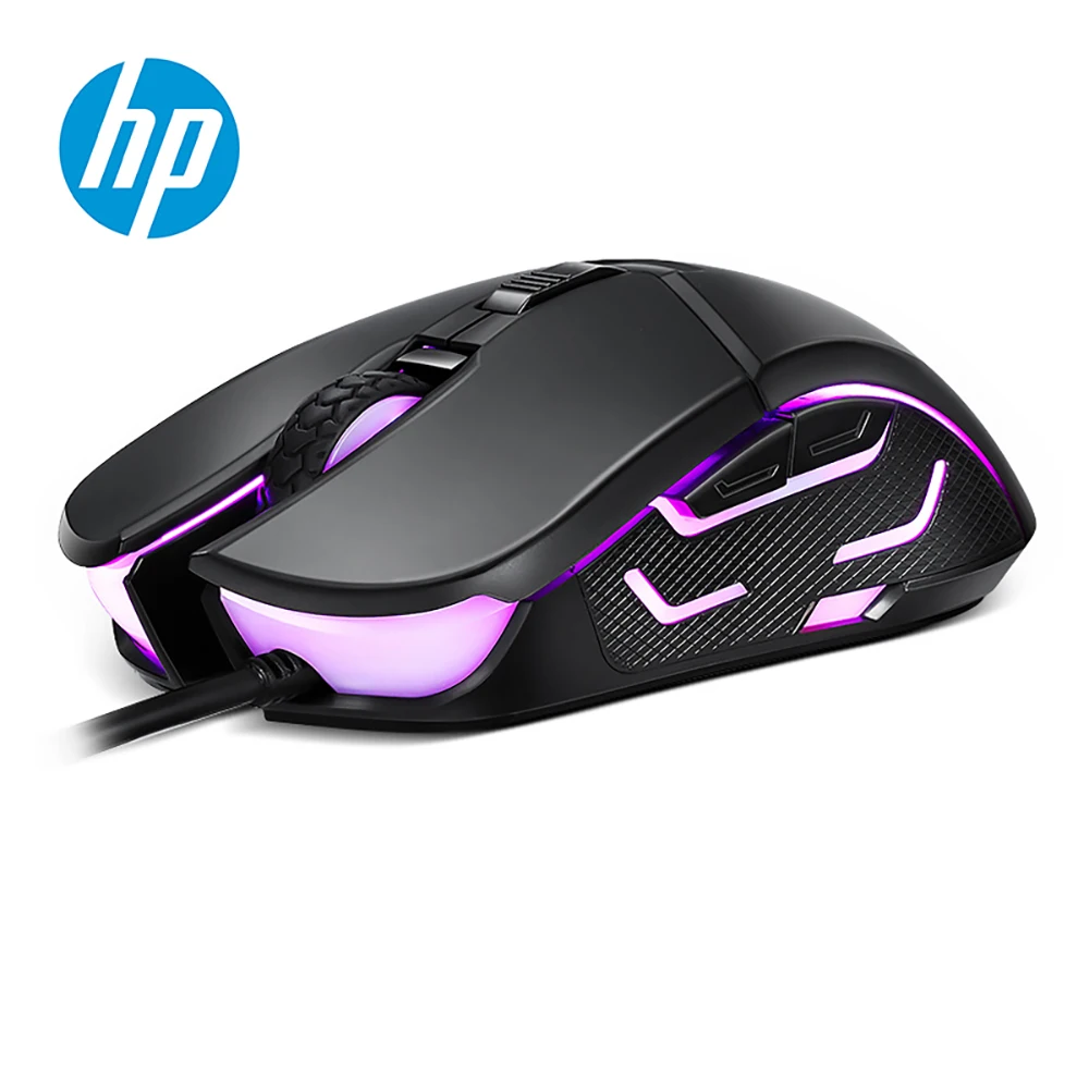 Hp G260 RGB светодиодный светильник Проводная игровая мышь профессиональная эргономичная Макросъемка 5500 dpi Мышь для ПК компьютера ноутбука Бесшумная мышь - Цвет: Black normal