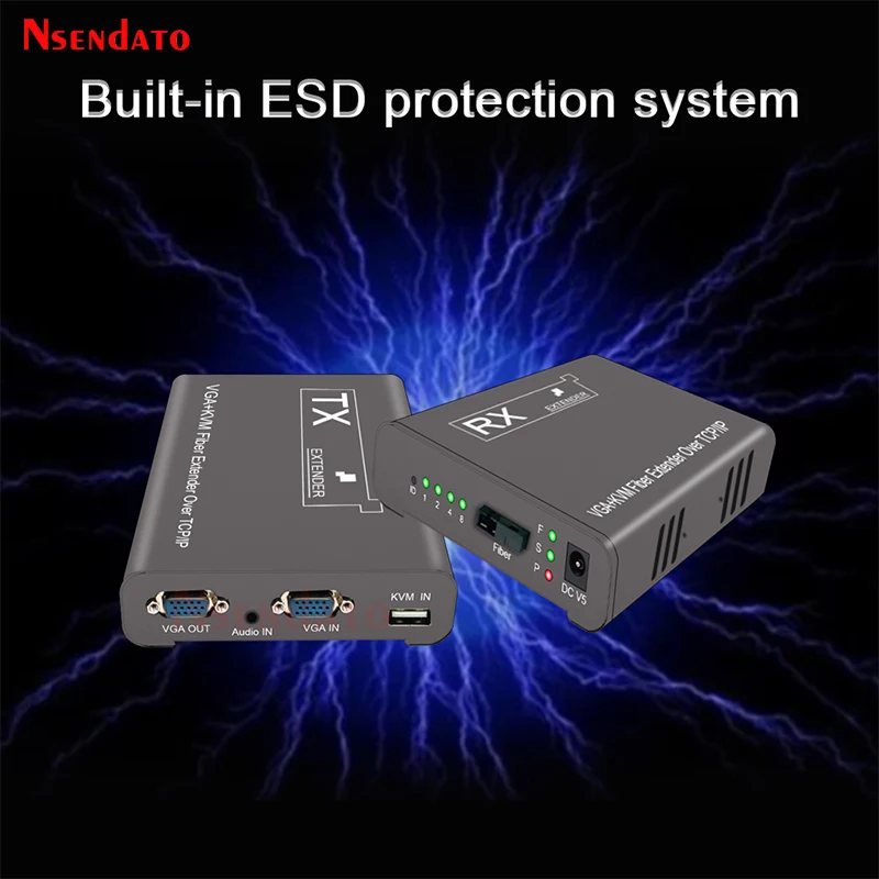 20Km VGA KVM Extender Over Optic fiber VGA Wireless Video Transmitter Receiver USB 2.0 KVM Sharing keyboard mouse Switch For PS4