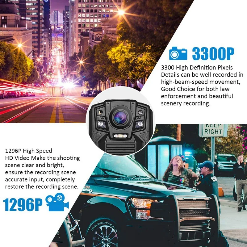 HD 1296P A7 64GB широкоугольная ультра полицейская камера безопасности с инфракрасным ИК-рекордером