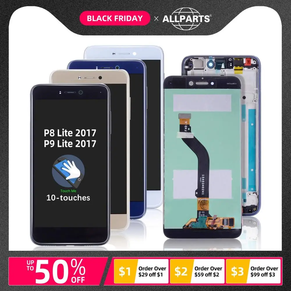 Дисплей для HUAWEI P8 Lite LCD в сборе с тачскрином 5.2'' черный белый золото синий