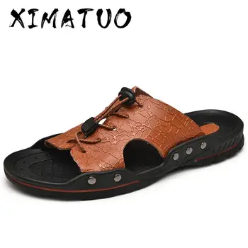 

Summer Men Sandals Men Leather Beach Sandals Comfortable Man Shoes Fashion Sandalia Masculina Casual Flip Flops Flat Sandals