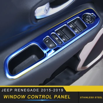 

For Jeep Renegade 2015-2019 Car Door Gate Window Control Lift Button Switch Panel Cover Trim Frame Sticker Interior Accessories