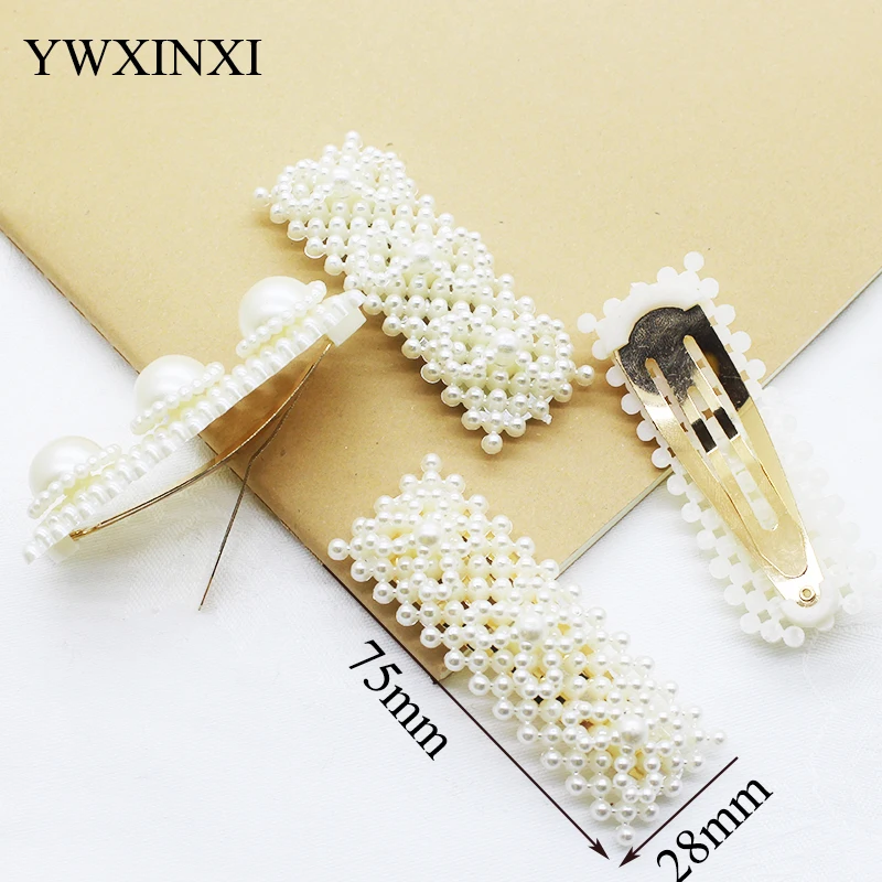 Beautiful Pearl Hair Clip for Girl Elegant Lovely Design Snap Barrette Stick Hairpin Hair Styling Accessories 1pcs Batch