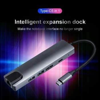 

Type-c to HDMI PD 5-in-1 notebook docking station usb 3.0 hub usb c adapter HD usb hub UGREEN for xiaomi card readers