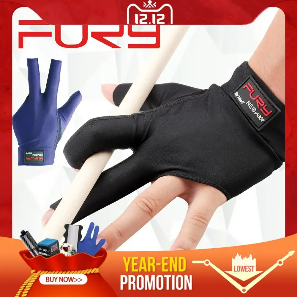 

Fury Gloves Three-fingers Non-slip Breathable Professional Billard Gloves Black/Blue Advanced Lycra Fabric Billiards Accessories