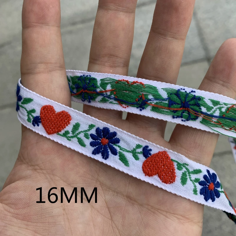 Khaki Flowers Heart Handmade Jacquard Ribbon Lace 3YARD 3/4 INCH 11-20MM satin ribbons ribbon decoration ribbon supplies wrapping ribbon satin ribbon sewing ribbon christmas ribbon cotton ribbon organza ribbon polyester ribbon