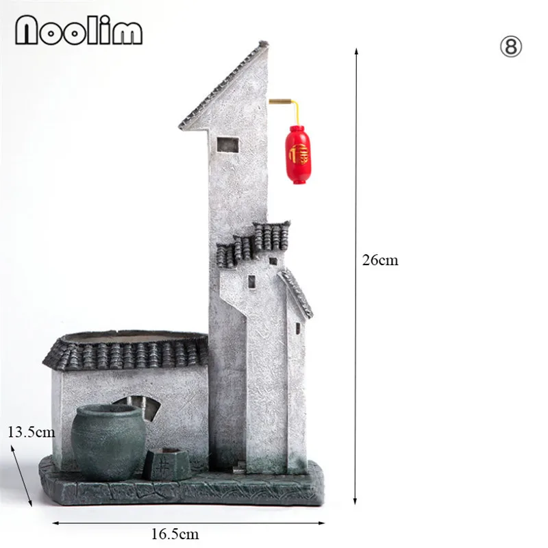 Домик из полимерной глины форма цветочный горшок Ретро японский стиль дзен античный дом комнатные зеленые растения горшок бонсай микро пейзаж домашний декор - Цвет: 08