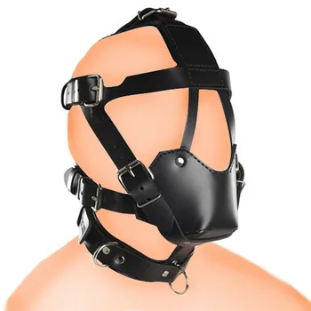 SM Leather Padded Hood Blindfold,Head Harness Mask Gag,Fetish Slave BDSM Bondage Gimp,Erotic Sex Toys,Couples Cosplay Party Mask 6