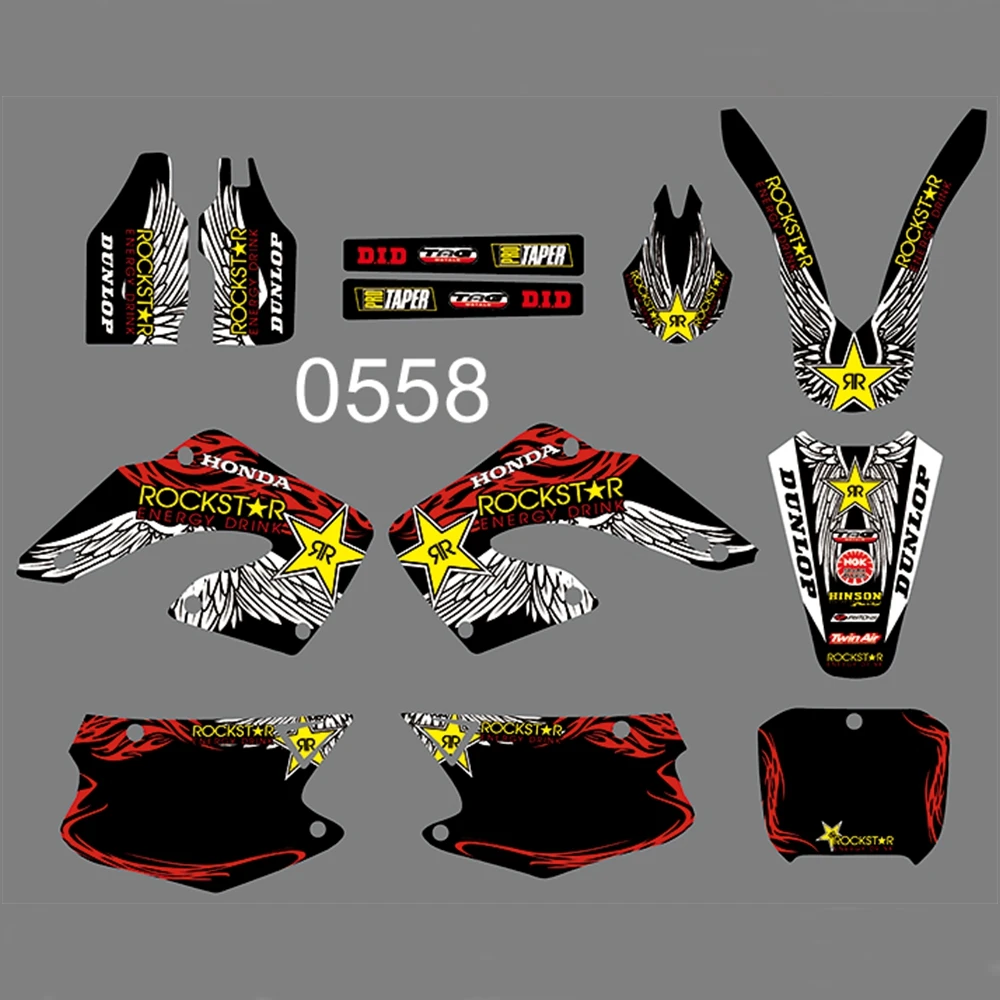 

For HONDA CR125 CR250 2000-2001 Graphics Decals Stickers Custom Number Name 3M Full Motorcycle Backgrounds Stickers Accessories