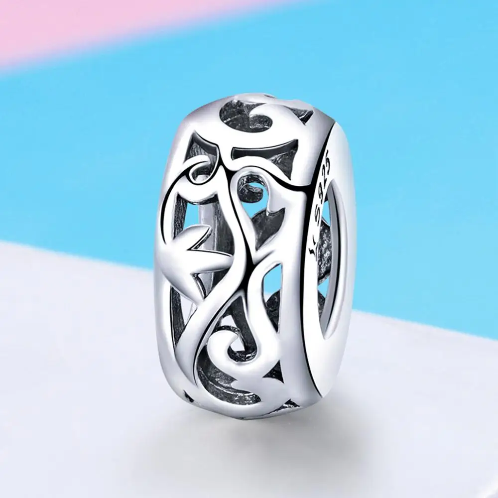 2 цвета 925 стерлингового серебра круглые бусины кулон fit Pandora оригинальное