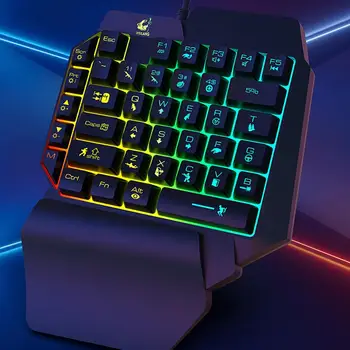 

Wired Gaming Keypad with LED Backlight 35 Keys One-handed Membrane Keyboard for LOL/PUBG/CF Color RGB backlight