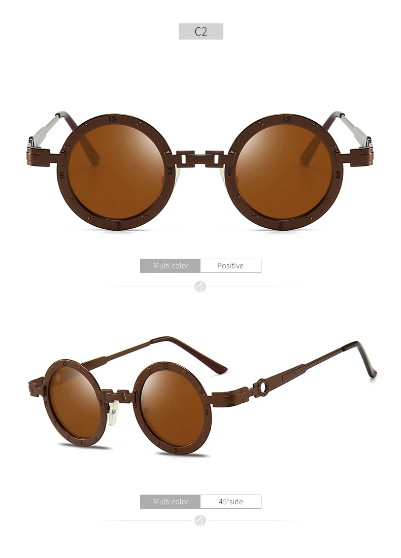 HBK ретро круглые стимпанк Солнцезащитные очки для мужчин Готический Винтаж стиль цифры металлическая оправа женские солнцезащитные очки высокое качество UV400