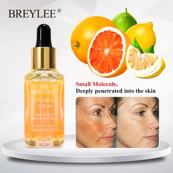 

BREYLEE Vitamin C Serum Face Whitening Essence Brighten Skin Facial Skin Care Fade Dark Spots Remove Freckle Dark Circle Remover