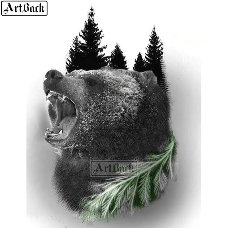 

Square Full Black Bear Diamond Painting Animal 3d Diamond Mosaic Handicraft Embroidery Diamond Decoration