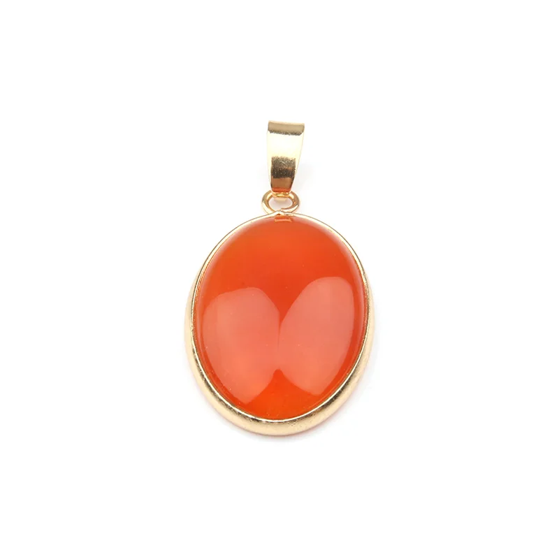 Red Agate Натуральный камень подвеска-агат Овальный Форма Кулоны из нержавеющей стали для самостоятельного изготовления ювелирных изделий Цепочки и ожерелья Аксессуары Размеры 3,6*1,9*0,7 см - Окраска металла: Red Agate