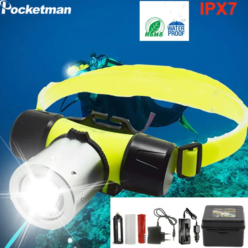 Super Bright Led Diving Headlamp T6 Underwater Swimming Headlamp 100m