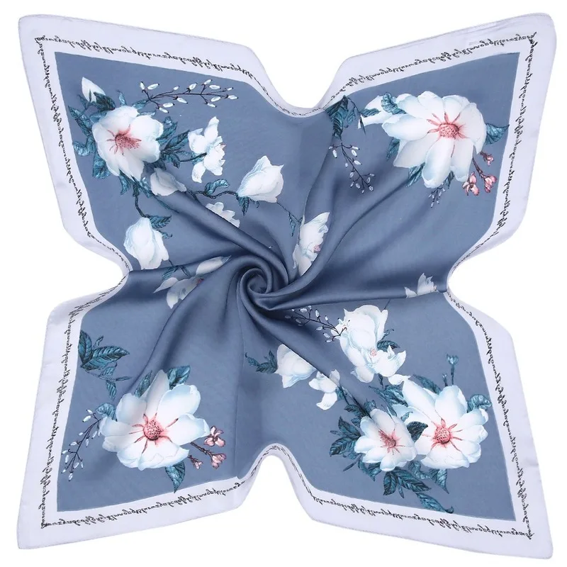 

Matagorda Fashion Scarves 53cm Kapok Printing Woman Scarf Imitated Silk Fabric Little Kerchief Harajuku Neckerchief Ring Gift