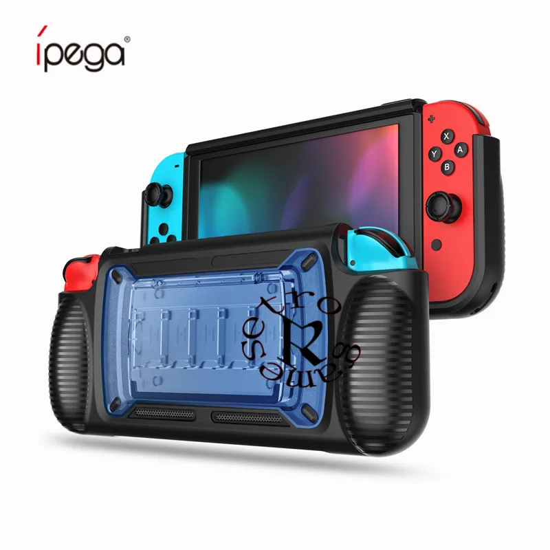 black blue Удобный чехол для nintendo Switch TPU PC ручной эргономичный мягкий рукоятки для переключателя с 7 игровыми слотами Playstand - Цвет: black blue
