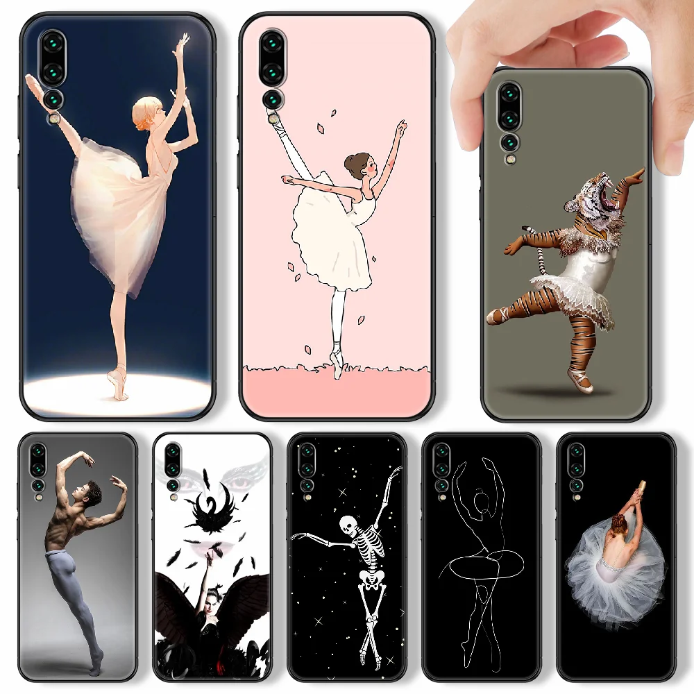 Ballerina Ballet Dancing Phone Case For Huawei P Mate P10 P20 P30 P40 10 20 Smart Z Pro Lite black painting funda tpu back | Мобильные