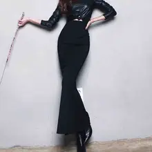 Осенняя модная женская юбка русалки с высокой талией Женская офисная одежда Однотонная юбка большого размера длиной до щиколотки юбки-трубы