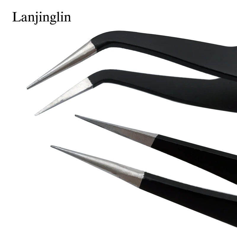 1PC Stainless Steel Straight and Curved Eyelashes Tweezers Eyelash Extension Tweezers Makeup Tools for False Eyelashes 3