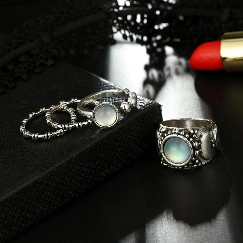 Tocona Vintage Gold Rings Sets for Women Cross Shell Starfish Clear Crytal Stone Geometric Wedding Ring Jewelry Wholesale - Image 6