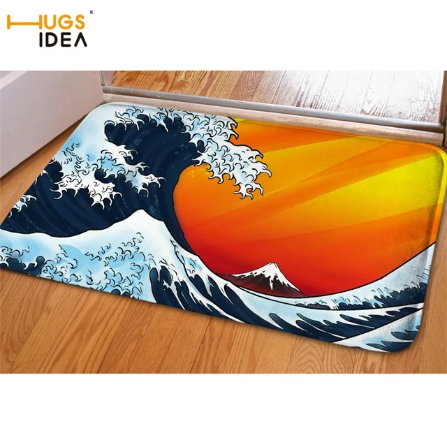 H5040CN HUGSIDEA крутой волнистый коврик с принтом Fahion Art Sea гостиная напольный коврик для спальни напольный коврик для прихожей ванная комната/кухня без скольжения ковер - Цвет: H5040CN