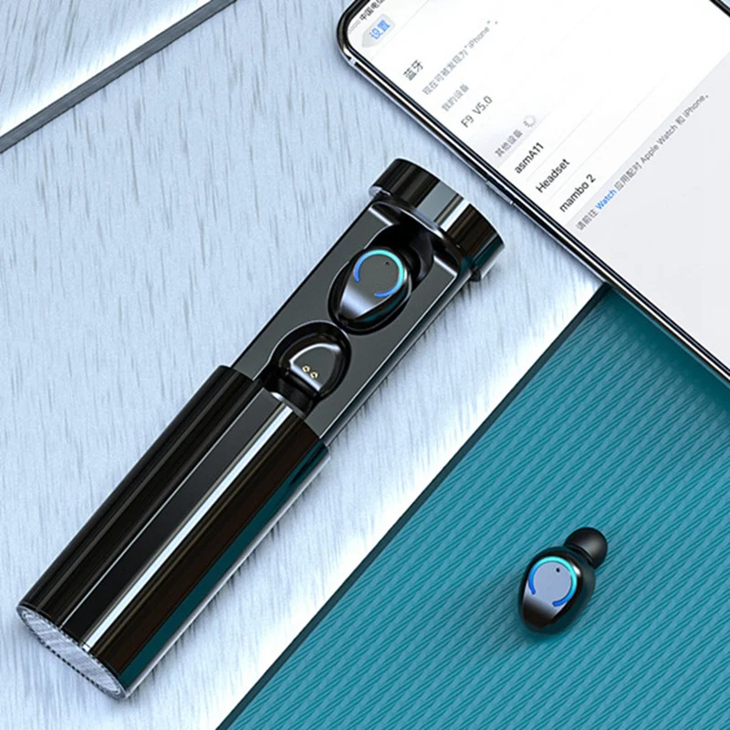 F9 6 цилиндрические TWS беспроводные 3D Мини Bluetooth наушники 5 0 с двойным микрофоном