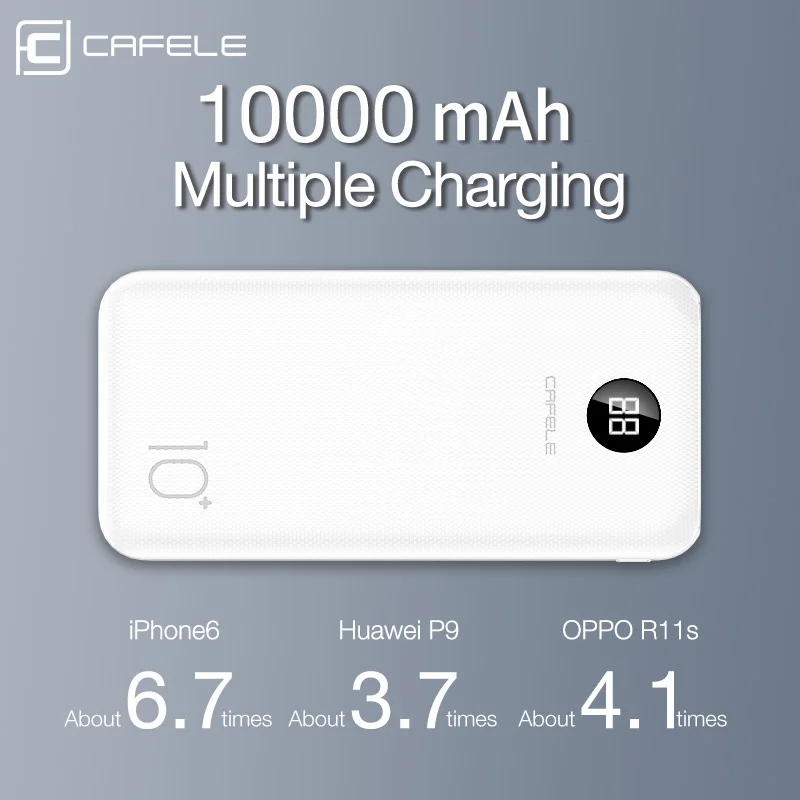 Внешний аккумулятор CAFELE ультратонкий 2 вида с тройным выходом USB Type C|Внешние