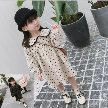 

Girls Skirt Polka Dot Doll Collar Dress Princess Dress Spring New Children's Clothing