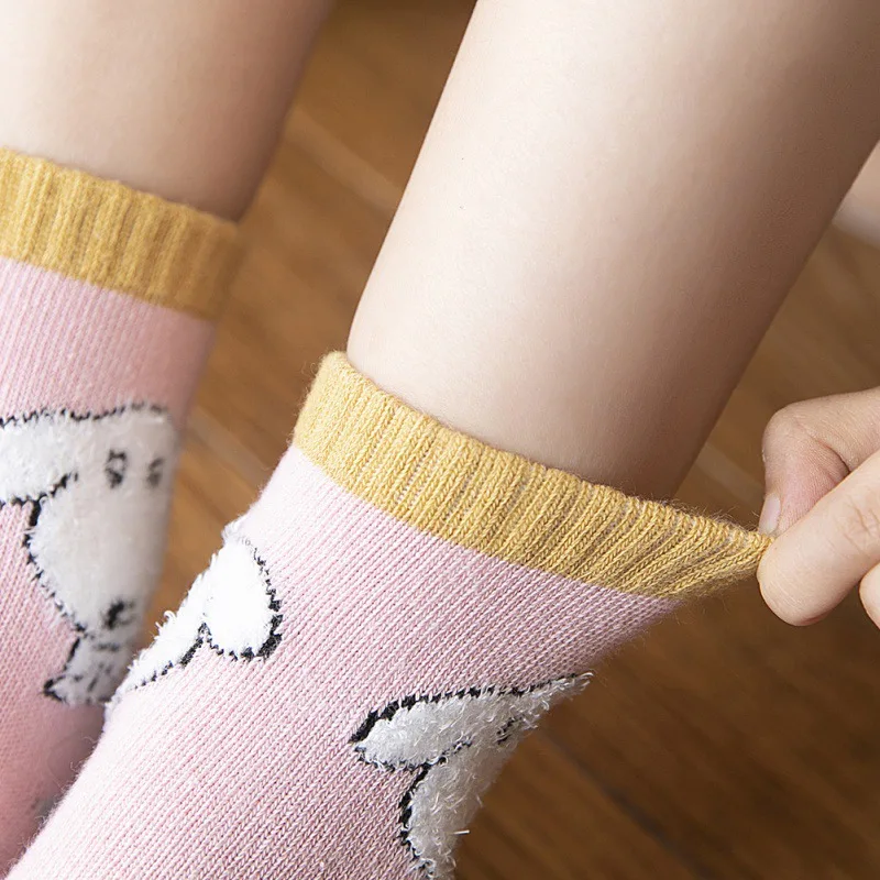 5 пар/лот; носки для девочек; calcetines mujer; модные повседневные хлопковые носки с изображением собаки