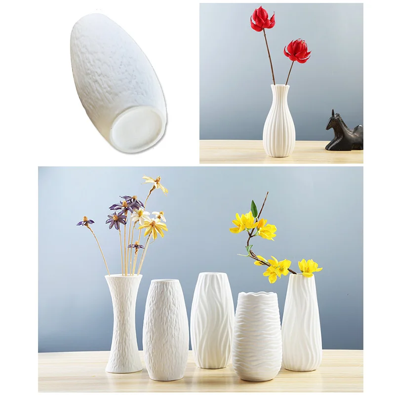 Classic White Ceramic Vase Modern Art and Crafts Flower Arrangement Porcelain Flower Vase Creative Gift Home Office Decoration