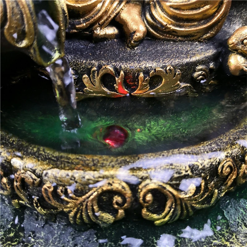 Ручной работы индуистская Статуэтка Ганеша внутренний фонтан воды светодиодный водный Пейзаж украшения для дома Lucky Feng Shui украшения увлажнитель воздуха