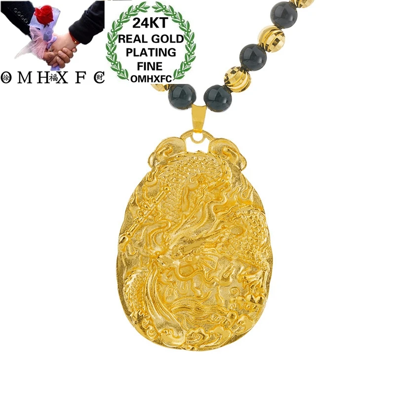 OMHXFC NL232 Европейская мода изящная женская и мужская вечеринка день рождения свадебный подарок Дракон Капля воды 24KT золотой кулон ожерелье