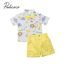 Коллекция года, Детская летняя одежда для маленьких джентльменов рубашки топы с принтом животных шорты формальная одежда из 2 предметов