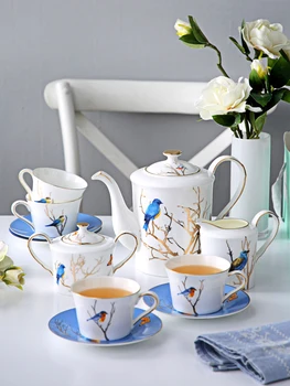 

Tea Set for 4 People Bone China Tea Pot Set Coffee Mug Set Coffee Pot Creamer Sugar Bowl Tea Cup With Saucer Set