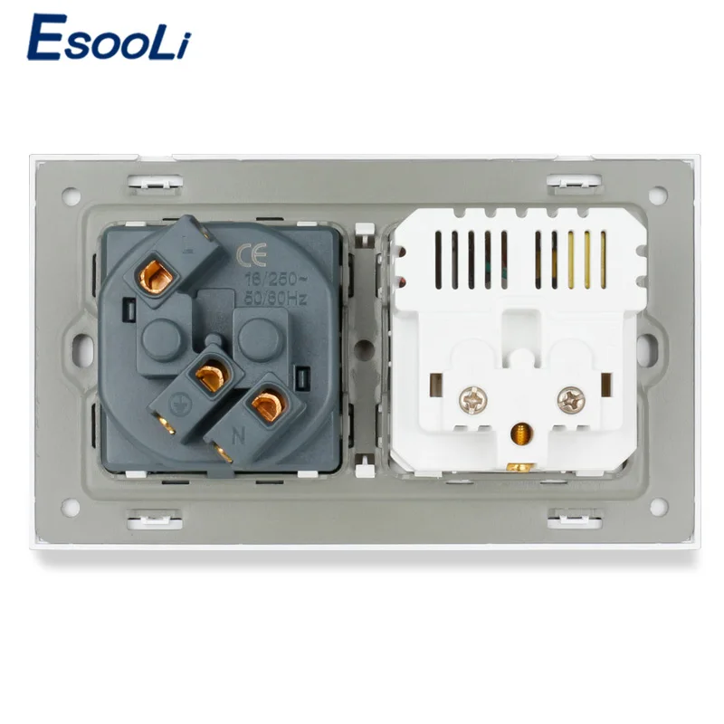 Французская стандартная 2 розетка ESOOLI с USB портами для зарядки настенные розетки
