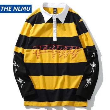 

2020 Spring Long Sleeve T Shirt Men Streetwear Hip Hop Striped T-Shirt Long Sleeve Harajuku Tshirt Cotton Causal Tops Tees WO083