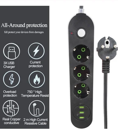 USB EU ÷װ ִ Ȩ Ʈũ  Ŀ Ʈ, 1.8m ̺ Ƽ , 3 USB Ʈ, Mathur Ŀ Ʈ