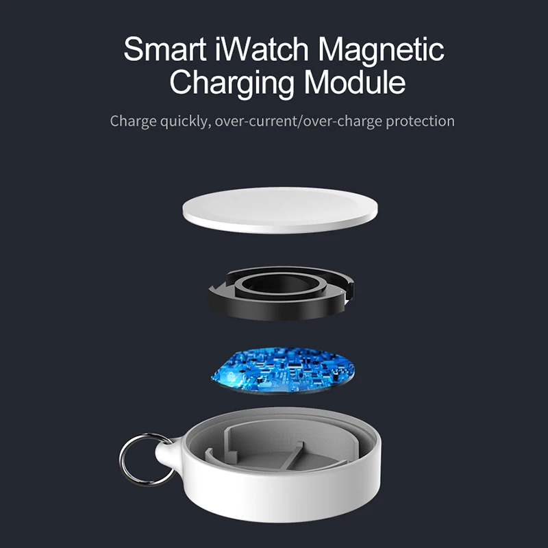 Портативное магнитное Беспроводное зарядное устройство для Apple Watch магнитное для Iwatch 1 2 3 4 Cargador быстрая зарядная станция с брелоком