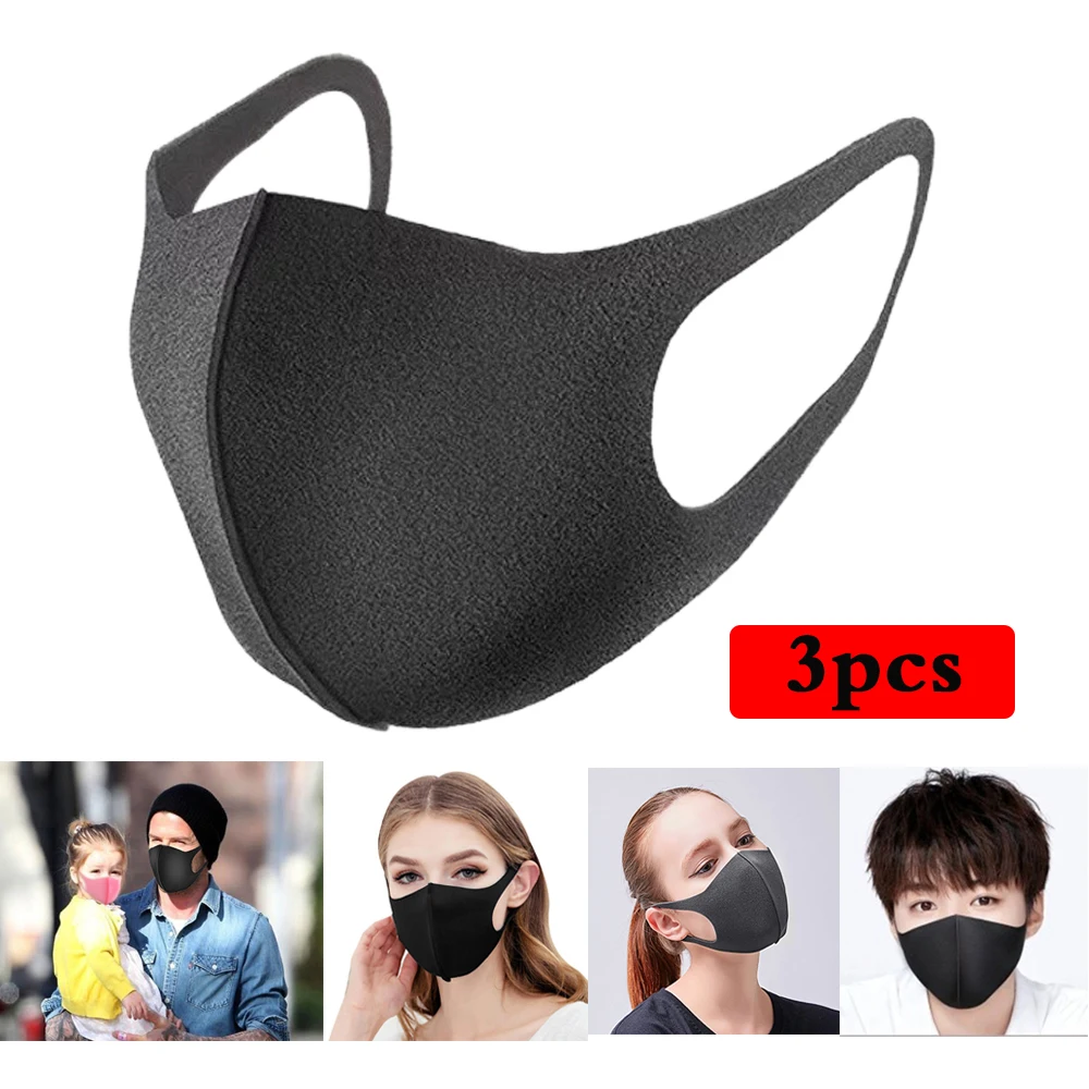 

3pcs Anti Dust Masks Anti Pollution Face Mouth Cover Mask Anti Smog Dustproof Anti Bacterial Washable Reusable Comfy Face Mask