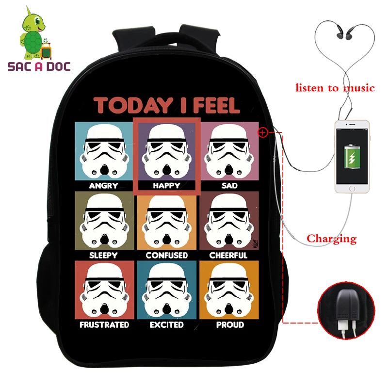Звездные войны известный Рэппер школьная сумка многофункциональный usb зарядка ноутбук рюкзак для подростков мальчиков девочек путешествия сумки через плечо