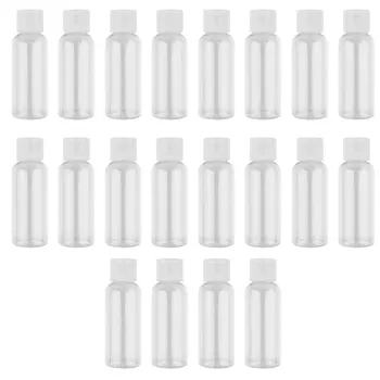 

20pcs 50ml Plastic Subpackaging Bottle Refillable Bottle Cosmetic Dispenser with Clip Cap for Home Travel (White)
