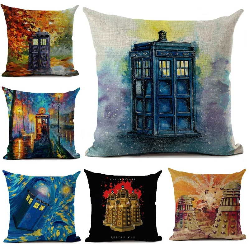 Чехол для подушки Doctor Who Tardis Exterminate декоративные с принтом украшения дома
